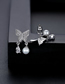 Fashion Silver Color Alloy Set Zirconium Butterfly Stud Earrings