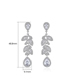 Fashion Silver Color Bronze Zirconium Geometric Branch And Leaf Drop Earrings