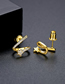 Fashion Gold Color Copper Inlaid Zirconium Pentagram Stud Earrings