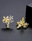 Fashion Gold Color Bronze Zirconium Geometric Bouquet Stud Earrings