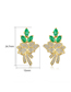 Fashion Gold Color Bronze Zirconium Geometric Flower Stud Earrings