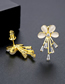 Fashion Gold Color Bronze Zirconium Geometric Flower Stud Earrings