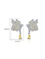 Fashion Silver Color Bronze Zirconium Butterfly Stud Earrings