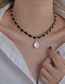 Fashion Gold Color Alloy Leather Rope Braided Pearl Necklace