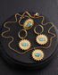 Fashion Gold Color Earrings Titanium Diamond Turquoise Round Earrings