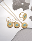 Fashion Gold Coloren Ring Titanium Diamond Turquoise Round Ring