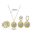 Fashion Gold Coloren Ring Titanium Diamond Turquoise Round Ring