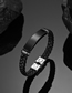 Fashion Black Titanium Smooth Bend Brand Leather Braided Bracelet
