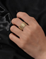 Fashion Gold Color Titanium Steel Geometric Engraved Open Ring