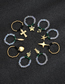 Fashion Green Pearl Starfish Titanium Steel Geometric Beaded Starfish Ring