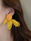 Fashion Yellow Fabric Petal Earrings