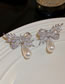 Fashion Silver Color Geometric Zirconium Bow Leaf Drop Pearl Stud Earrings