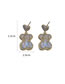 Fashion Gold Color Geometric Diamond Mermaid Bear Stud Earrings