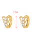 Fashion Gold-4 Brass Inset Zirconium Round Earrings
