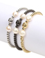 Fashion B White Gold Copper Gold Plated Geometric Beaded Pearl Bracelet