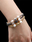 Fashion B White Gold Copper Gold Plated Geometric Beaded Pearl Bracelet