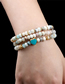 Fashion I White Love Brass Gold-plated Three-layer Semi-treasure Beaded Heart Drip Bracelet