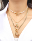 Fashion A-1 Brass Diamond Geometric Pentagram Beaded Necklace