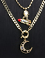 Fashion A-1 Brass Diamond Geometric Pentagram Beaded Necklace
