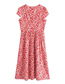 Fashion Red Woven Print V-neck Dress