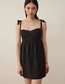 Fashion Black Woven Polka-dot Lace-up Slip Dress