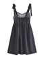 Fashion Black Woven Polka-dot Lace-up Slip Dress