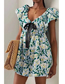 Fashion Resin Woven Print V-neck Sleeveless Dress