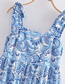 Fashion Blue Print Woven Print Lace-up Dress