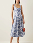 Fashion Blue Print Woven Print Slip Dress