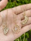 Fashion Gold-2 Bronze Zirconium Pineapple Pendant Necklace