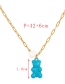 Fashion Light Blue Pearl Drop Oil Bear Pendant Titanium Steel Necklace