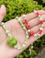 Fashion Green Pearl Resin Frog Rice Beaded Necklace