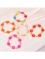 Fashion Orange Alloy Rice Bead Flower Pearl Beaded Bracelet Two Piece Set