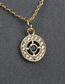 Fashion A Devil's Eye Brass Gold Plated Round Eye Necklace With Diamonds