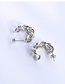 Fashion Rose Gold Titanium Steel Gold Plated C Shape Twist Hollow Stud Earrings