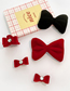 Fashion [grab Clip] Wine Red Flocked Bow Grabber