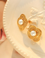 Fashion Gold Earrings Titanium Steel Gold Plated Irregular Geometric Pearl Flower Stud Earrings