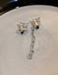 Fashion Silver Color Copper Diamond Square Chain Asymmetric Stud Earrings