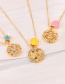 Fashion Gold-3 Bronze Inlaid Zirconium Oil Drop Five-pointed Star Love Letter Pendant Necklace