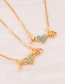 Fashion Blue Bronze Zirconium Heart Letter Pendant Necklace