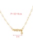 Fashion Gold-2 Bronze Zirconium Heart Letter Pendant Necklace