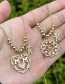 Fashion Gold Brass Inlaid Zirconium Heart Letter Girls Pendant Beaded Necklace