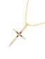 Fashion Gold-2 Bronze Zirconium Cross Pendant Bead Necklace