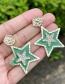 Fashion Light Green Alloy Diamond Resin Pentagram Stud Earrings