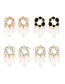 Fashion Black Alloy Diamond Drop Pearl Tassel Stud Earrings