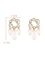 Fashion Champagne Alloy Diamond Drop Pearl Tassel Stud Earrings