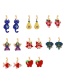Fashion Red Alloy Rice Bead Apple Stud Earrings