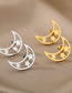 Fashion Platinum-2 Stainless Steel Geometric Cutout Moon Earrings
