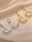 Fashion Platinum-2 Stainless Steel Geometric Cutout Moon Earrings