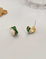 Fashion Green Alloy Drop Oil Geometric Cross Stud Earrings